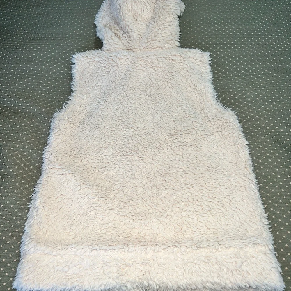 Mini Boden Faux Fur Sherpa Teddy Hooded Full Zip Vest Size:11/12
